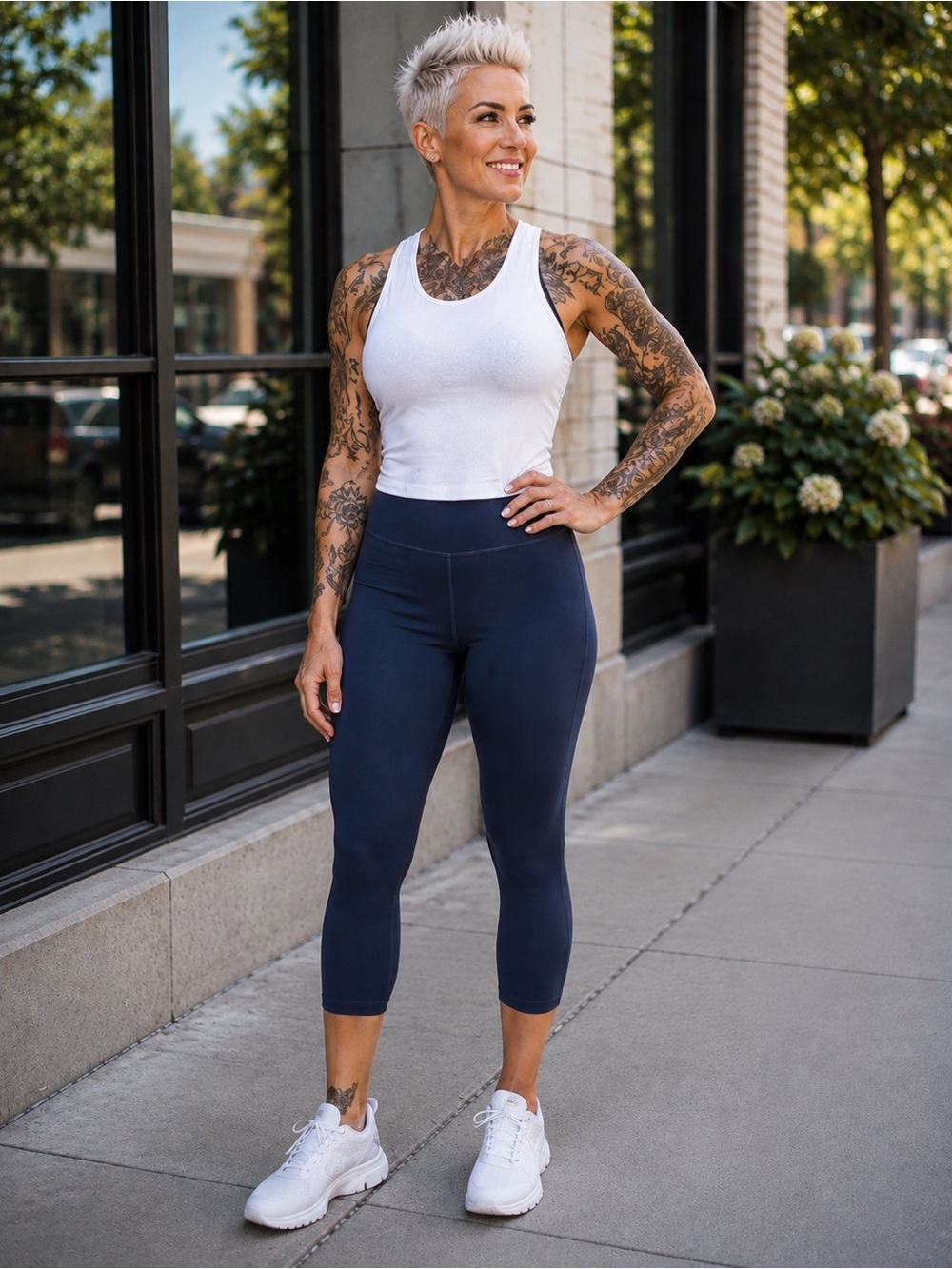 Fabletics Navy High-Rise Capri Leggings
